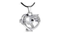 Silver Crystal Dolphin Heart Pendant Necklaces - sparklingselections
