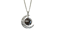 Galaxy Moon Cabochon Silver Chain Pendant Necklace - sparklingselections