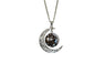 Galaxy Moon Cabochon Silver Chain Pendant Necklace