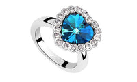 Fashion Blue Sapphire Heart Plated Silver Ring - sparklingselections