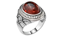 Oval Red Crystal Antique Silver Plated Ring - sparklingselections