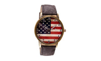 American Flag pattern Leather Band Analog Quartz Wrist Watches - sparklingselections