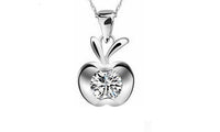Silver Plated Small Flat Apple Pendant Necklace - sparklingselections