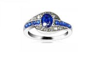 Blue Sapphire White Gold Filled Ring - sparklingselections