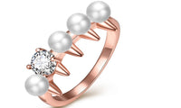 Rose Gold Simulated-Pearl Punk Rings For Women - sparklingselections