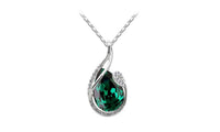 White Gold Color Austrian Crystal Water Tear Drop Pendant Necklace - sparklingselections