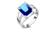 Blue Square Zircon Wedding Rings For Women - sparklingselections