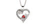 Red Crystal Mom In Heart Pendant Necklace