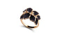 Crystal Black Enamel Flower Ring For Women