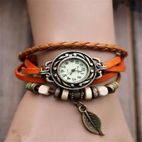 Weave Leather Quartz Bracelet Wrist Watch - sparklingselections
