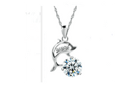 Dolphins Rhinestone and Cubic Zirconia Silver Plated Creative Pendant Necklace - sparklingselections