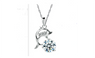 Dolphins Rhinestone and Cubic Zirconia Silver Plated Pendant Necklace