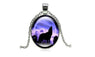 Howling Wolf Moon Glass Cabochon Pendant Necklace