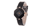 Lady's Black Rhinestone Fine Faux Leather Strap Analog Quartz Wrist Watch