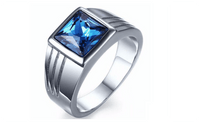 Blue Sapphire Stainless Steel Wedding Ring For Men (7,8,9) - sparklingselections